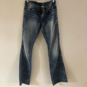 Silver Jeans Twisted Distressed Bootcut Jeans Sz 28 Inseam 31”